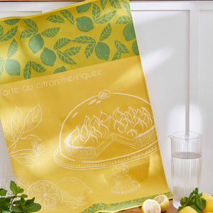 Lemon Meringue Pie (Tarte au Citron Meringuee) French Jacquard Cotton Dish Towel by Coucke