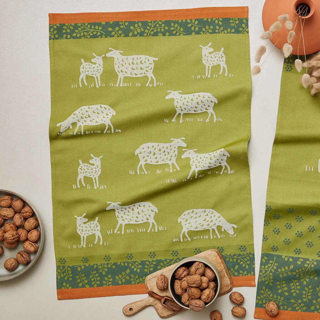 Pasture (Paturage) French Jacquard Cotton Dish Towel by Coucke