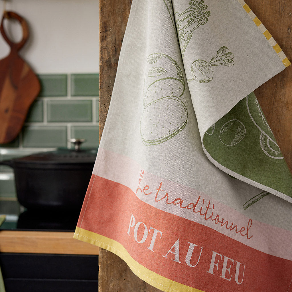 Beef Stew (Pot au Feu) French Jacquard Cotton Dish Towel by Coucke