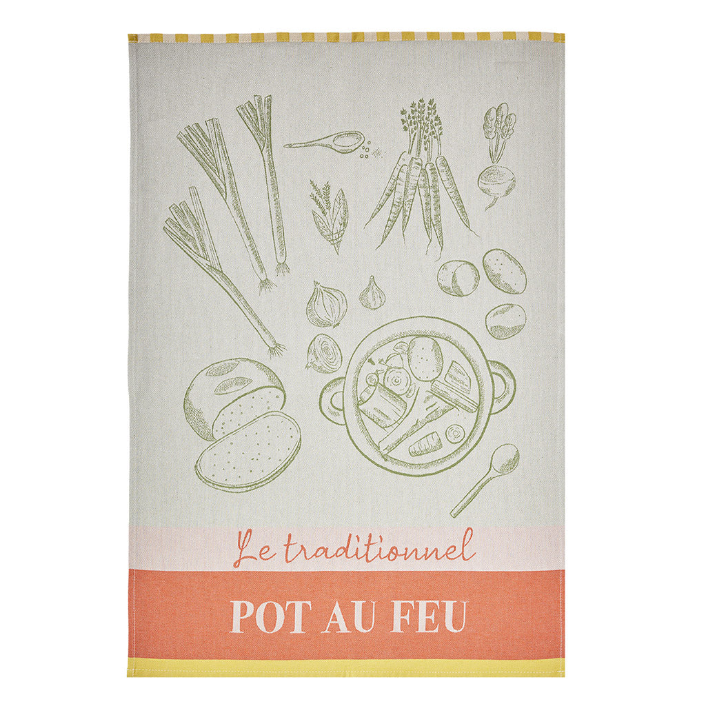 Beef Stew (Pot au Feu) French Jacquard Cotton Dish Towel by Coucke