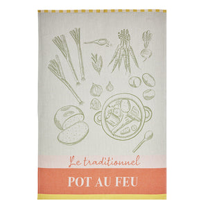 Beef Stew (Pot au Feu) French Jacquard Cotton Dish Towel by Coucke
