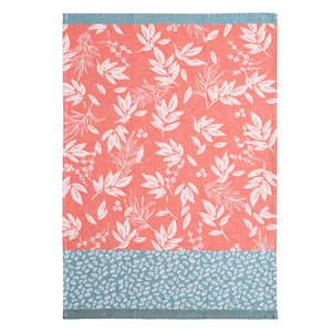 Red Foliage (Feuillage Rouge) French Jacquard Cotton Dish Towel by Coucke