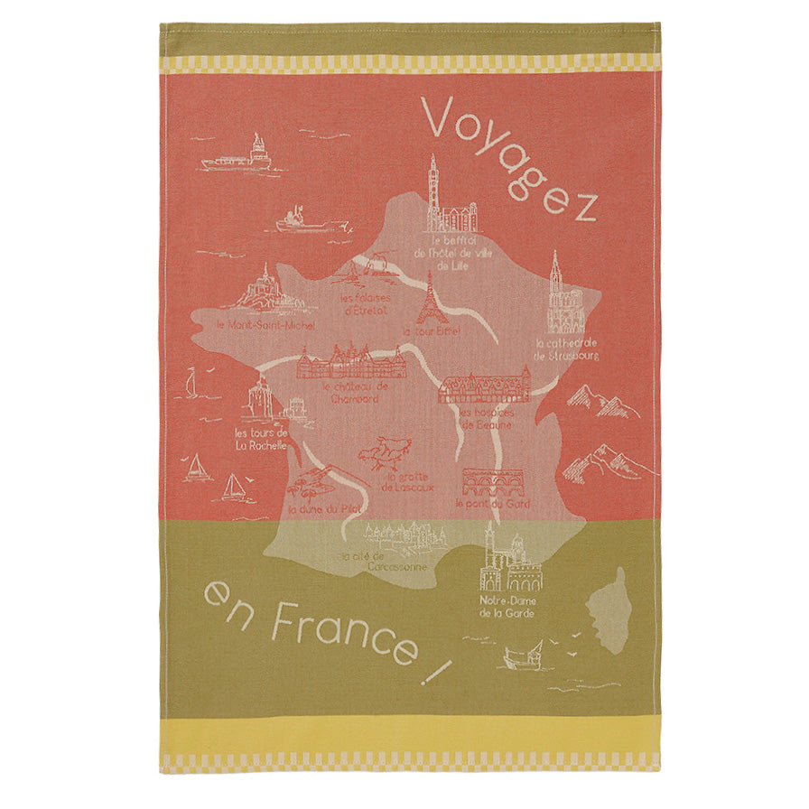 Monuments of France (Monuments de France) French Jacquard Cotton Dish Towel by Coucke
