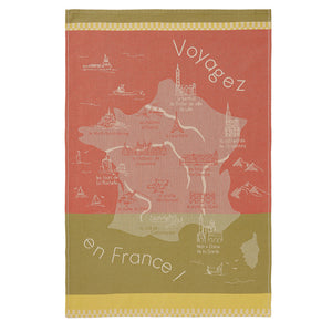 Monuments of France (Monuments de France) French Jacquard Cotton Dish Towel by Coucke