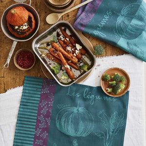 Autumn Vegetable Garden (Potager d'Automne) French Jacquard Cotton Dish Towel by Coucke
