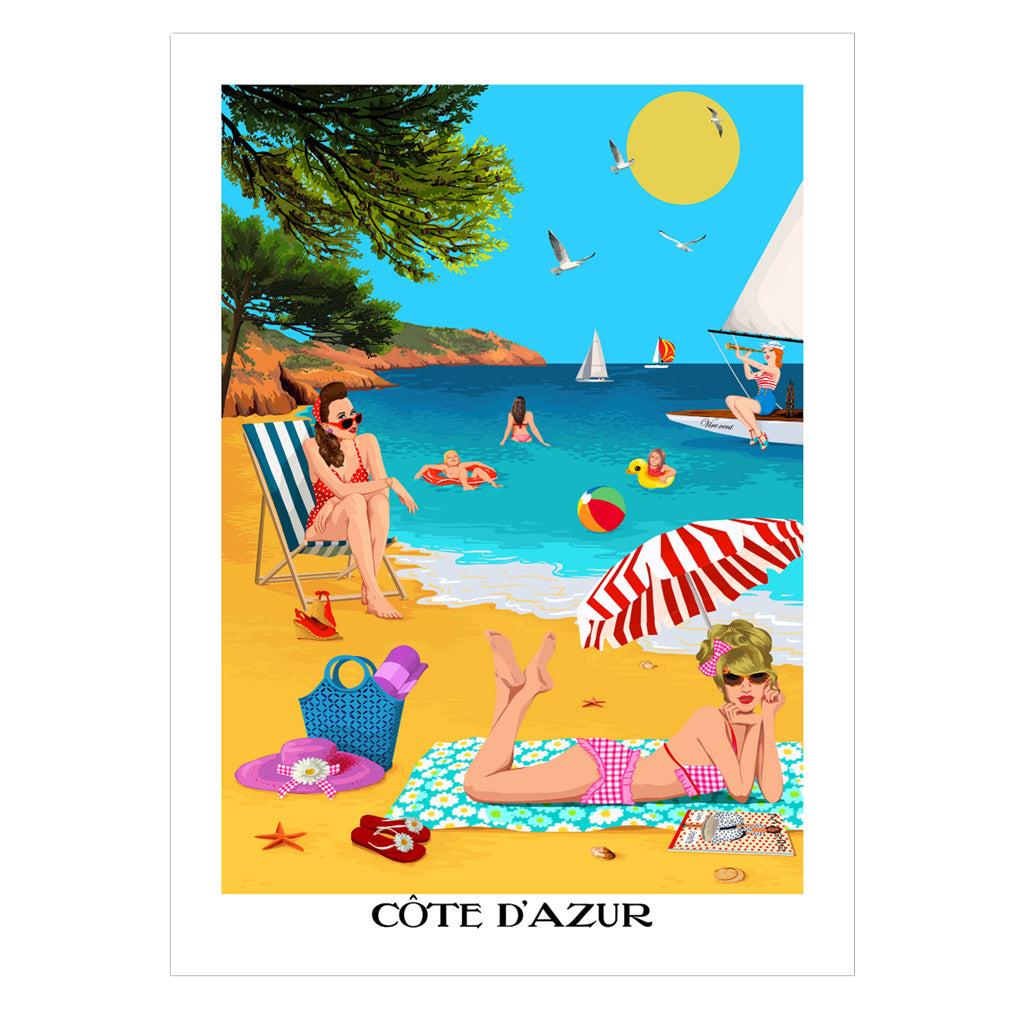 French Riviera Beach Cotton Kitchen Towel by L'Ensoleillade