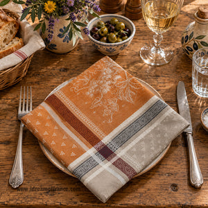 French Jacquard napkin - Cotton - Winery caramel - Tissus Toselli - Lifestyle