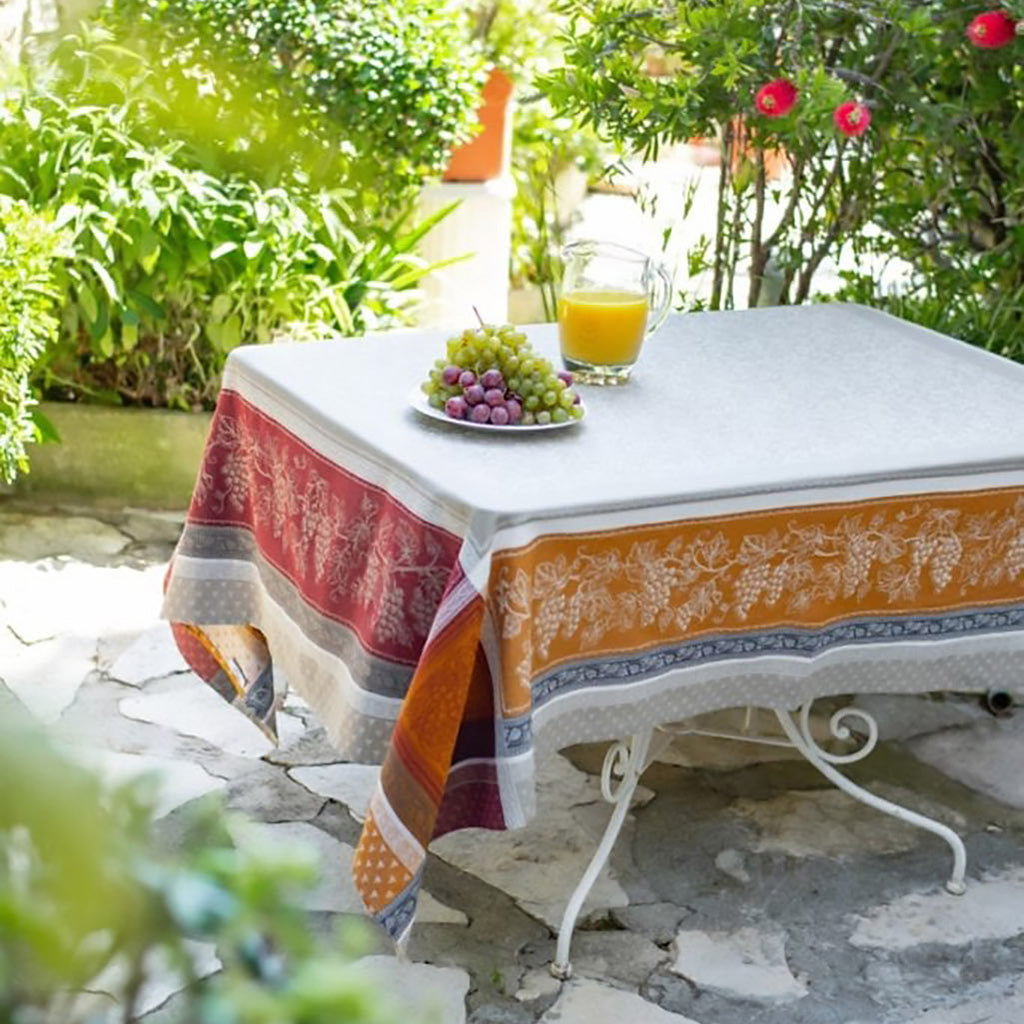 62x98" Rectangular Winery Caramel French Jacquard Tablecloth by Tissus Toselli