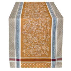 20x64" Winery Caramel Jacquard Cotton Table Runner by Tissus Toselli