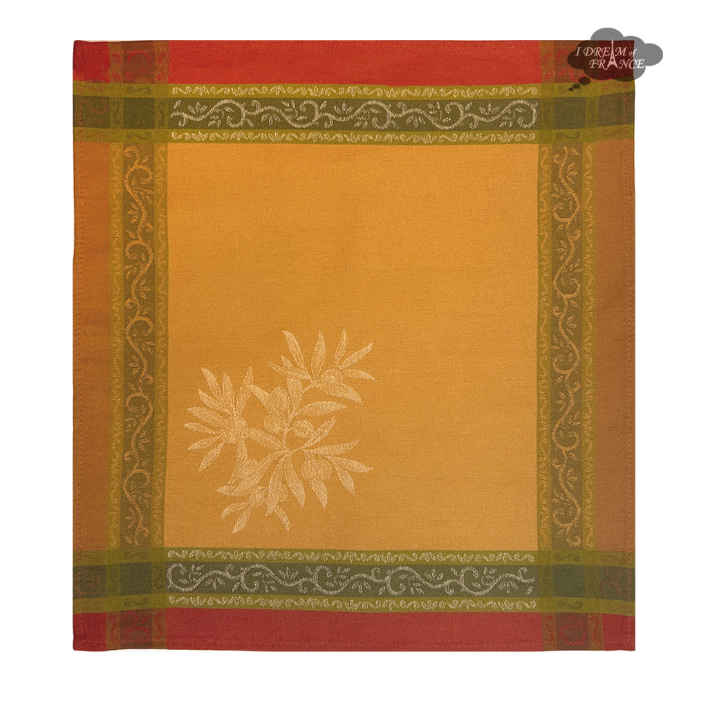 Olive Butterscotch French Cotton Jacquard Napkin by L'Ensoleillade