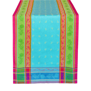 20x56" Cezanne Blue Jacquard Cotton Table Runner by L'Ensoleillade