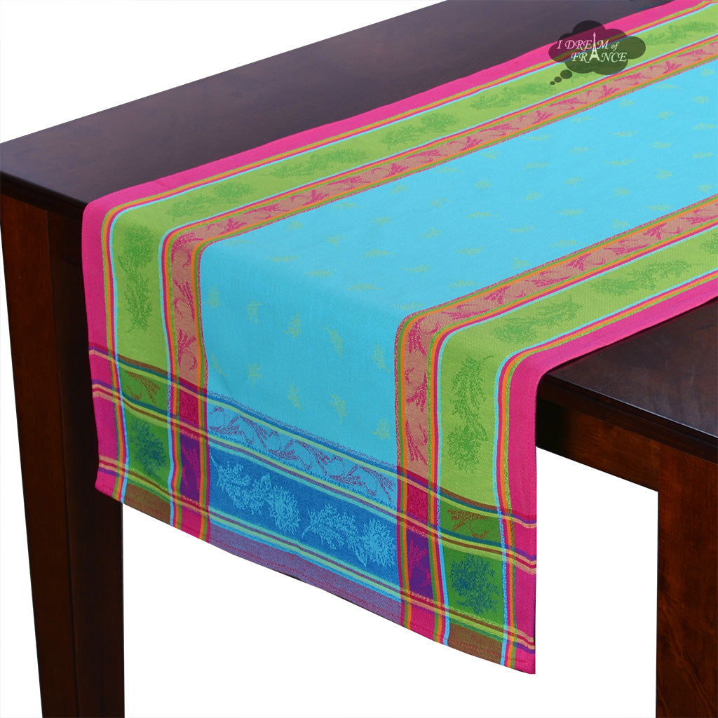 20x58" Cezanne Blue Jacquard Cotton Table Runner by L'Ensoleillade