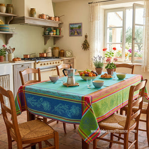 Cezanne Blue Rectangular Jacquard Tablecloth by L'Ensoleillade