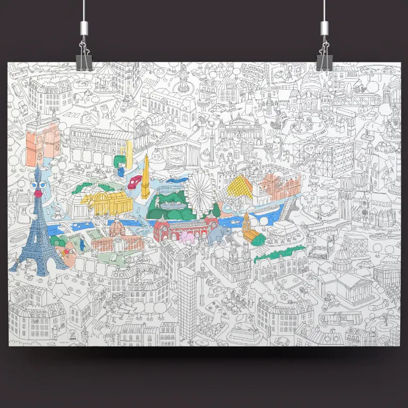 Paris Map Giant Coloring Poster by OMY