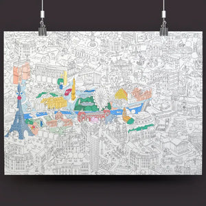 Paris Map Giant Coloring Poster by OMY