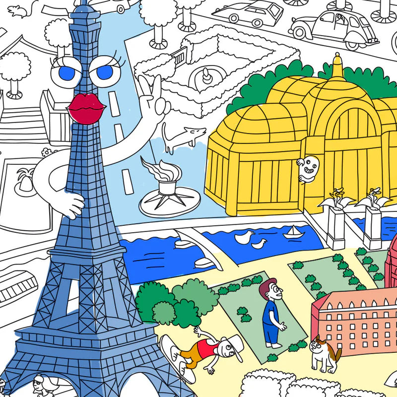Paris Map Giant Coloring Poster by OMY