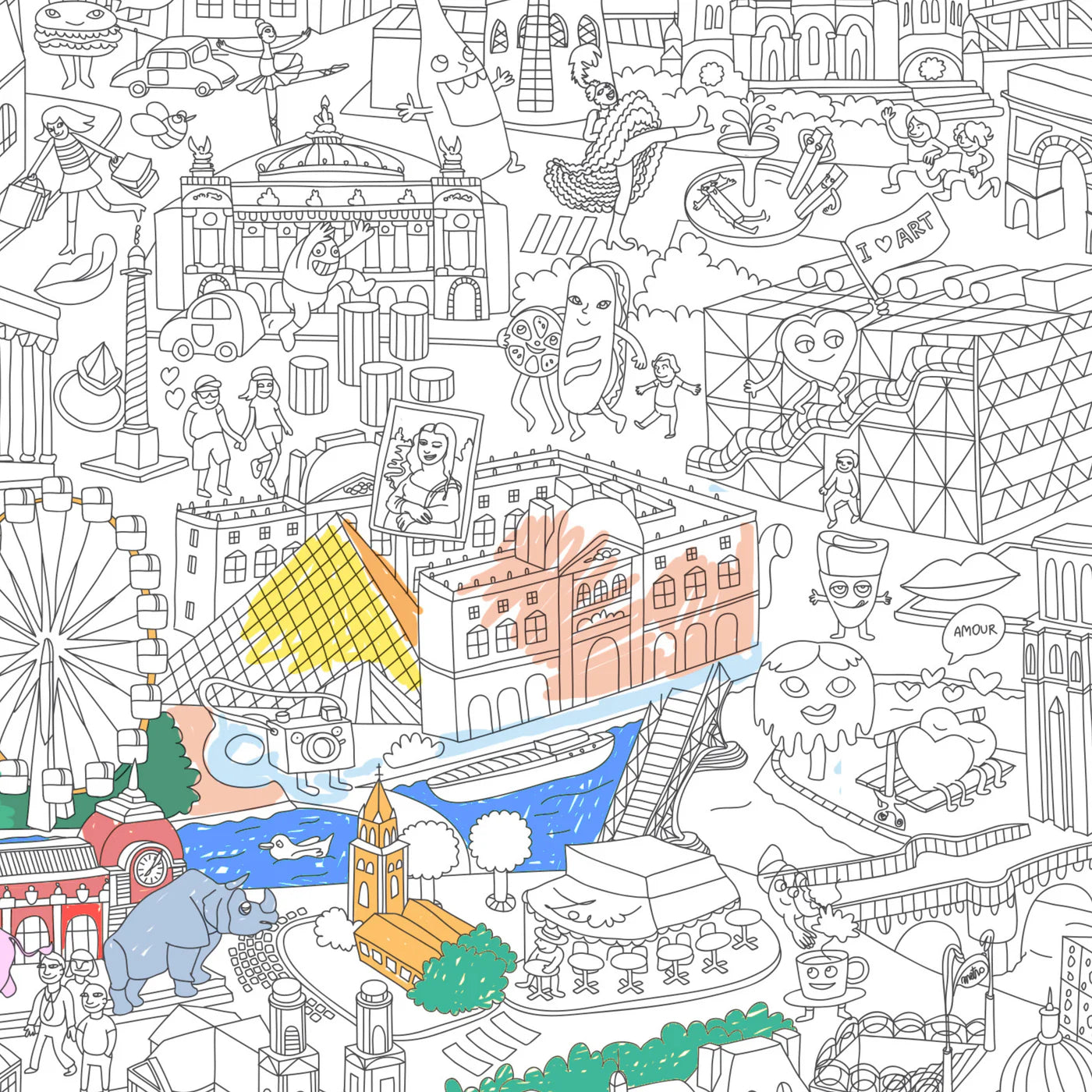 Paris Map Giant Coloring Poster by OMY