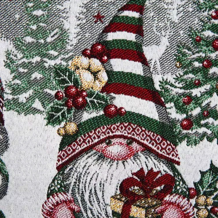 56" Square Christmas Gnomes French Tapestry Tablecloth by Tissus Toselli