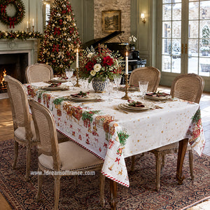 French Provencal tablecloth - Acrylic coated cotton, Spill-proof - Rectangular - Rudolph | Tissus Toselli -Lifestyle