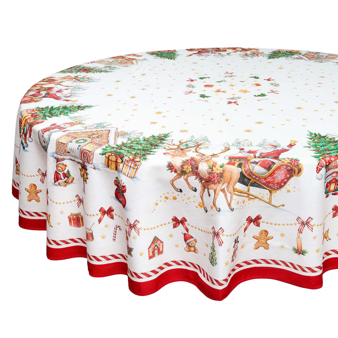 French Provencal tablecloth - Acrylic coated cotton, Spill-proof - 70" round - Rudolph | Tissus Toselli