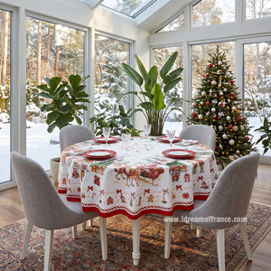 French Provencal tablecloth - Acrylic coated cotton, Spill-proof - 70" round - Rudolph | Tissus Toselli - Lifestyle