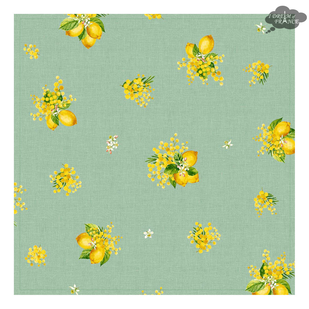 Lemon & Mimosa Green Provence All-Over Cotton Napkin by l'Ensoleillade