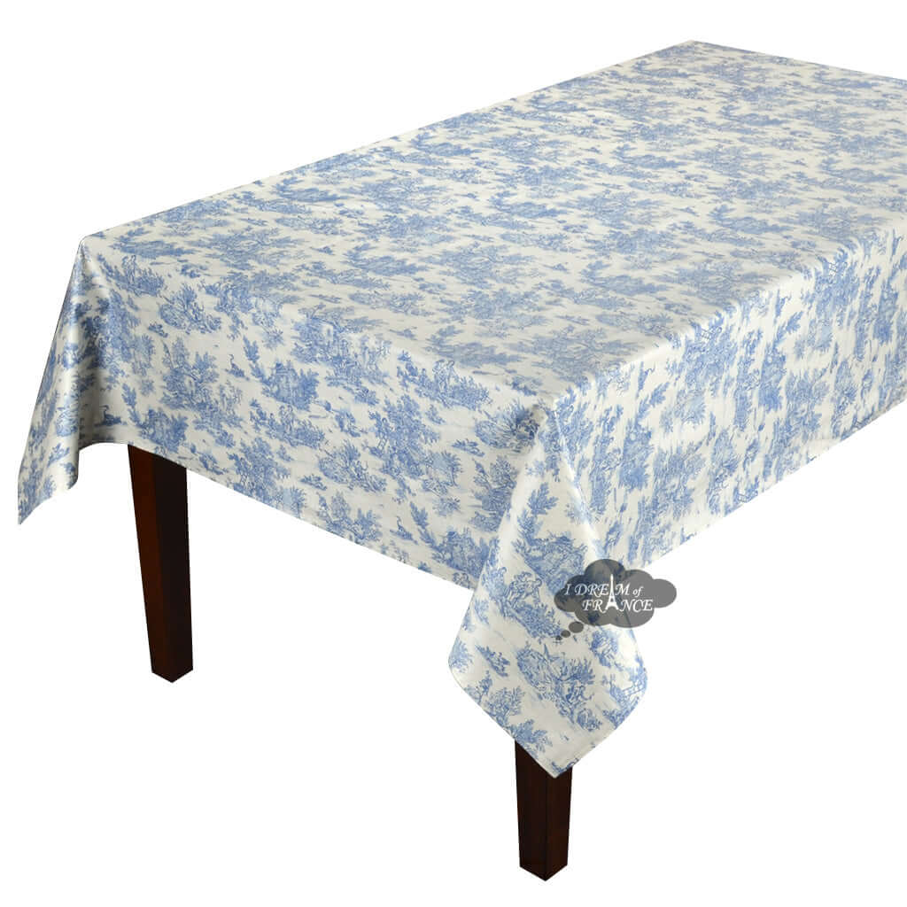 60x120" Rect Pastorale French Toile All-Over Acrylic-Coated Cotton Tablecloth by L'Ensoleillade