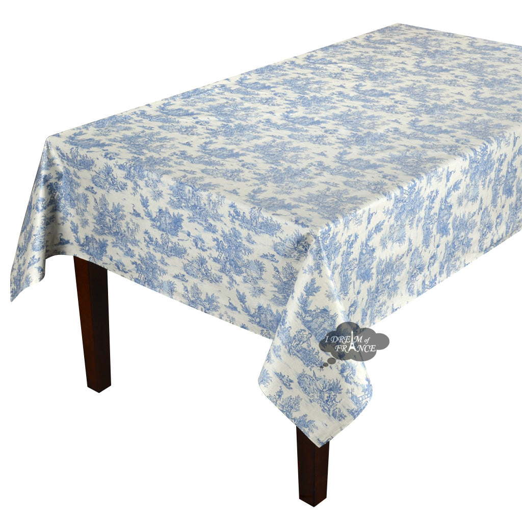 60x78" Rectangular French Toile Pastorale Acrylic-Coated Cotton Tablecloth by L'Ensoleillade