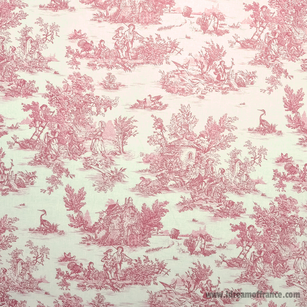 59" Square Pastorale Red French Toile All-Over Acrylic-Coated Cotton Tablecloth by l'Ensoleillade