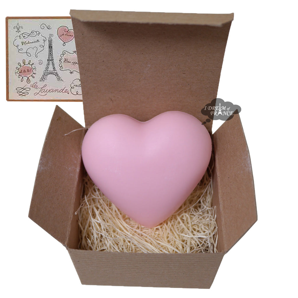 La Lavande Tea Rose Heart Soap in Valentine Eiffel Tower Kraft Box