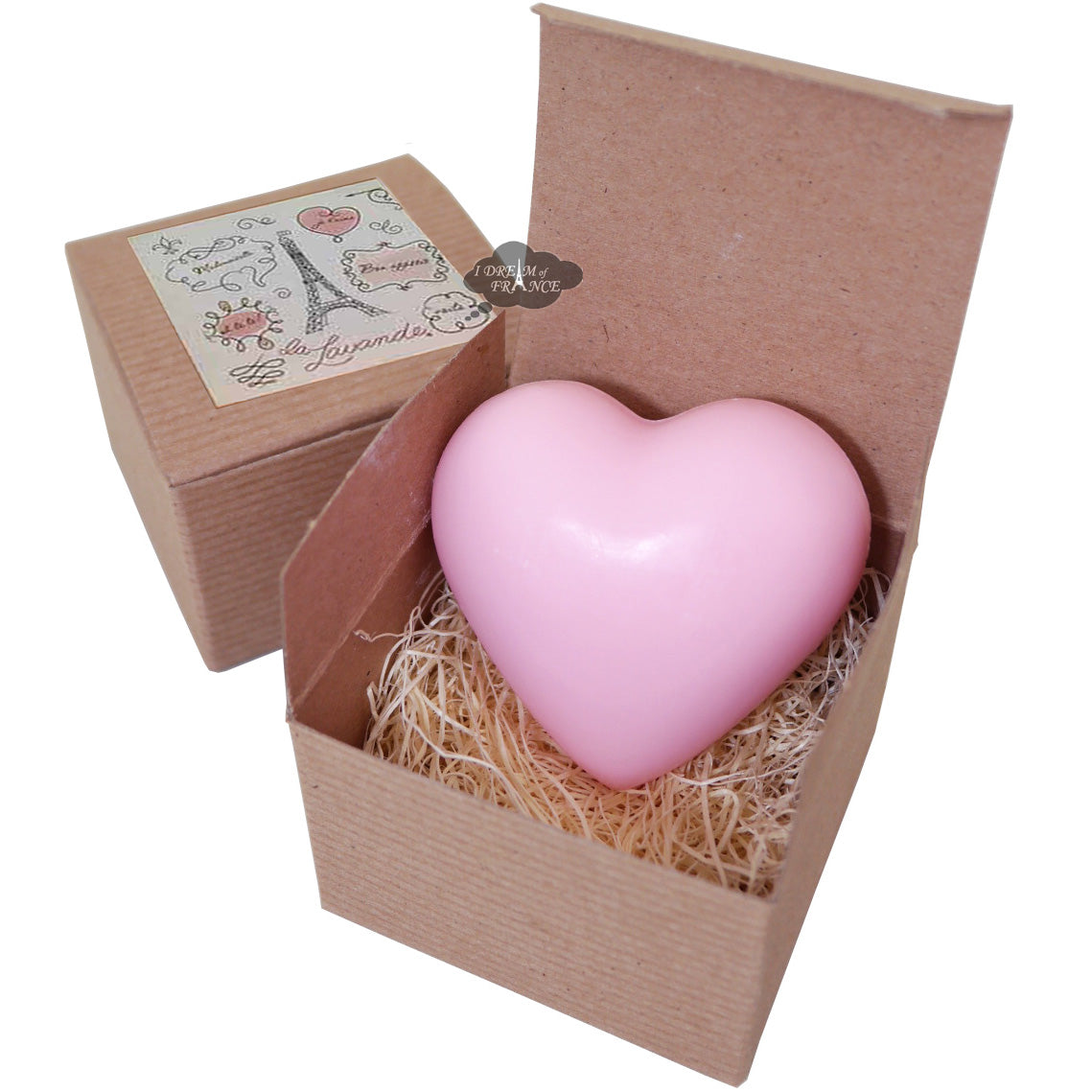 La Lavande Tea Rose Heart Soap in Valentine Eiffel Tower Kraft Box