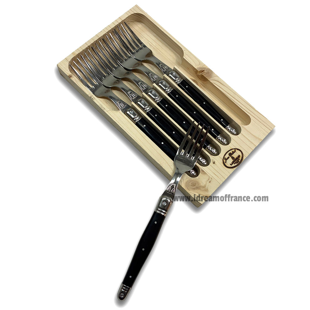 Laguiole Jean Dubost Dinner Forks set of 6 - Black Handles