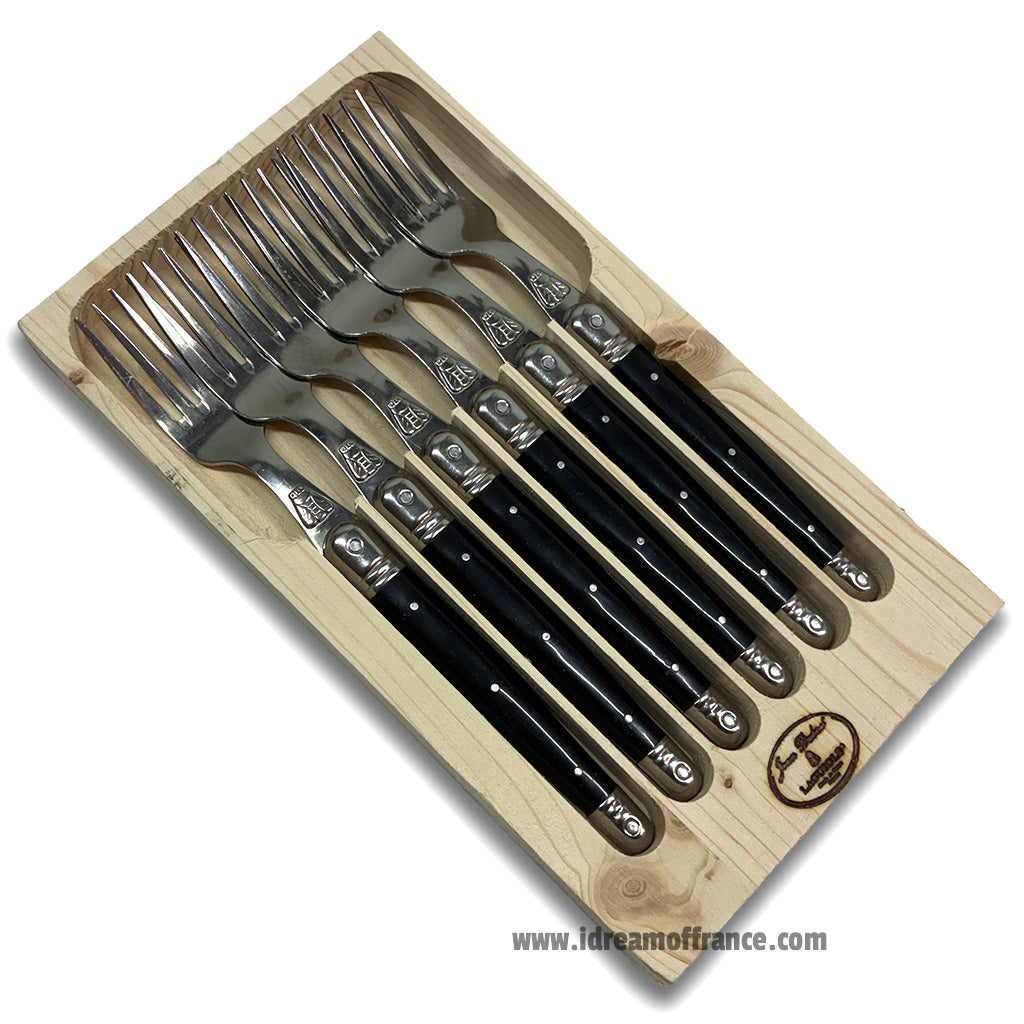 Laguiole Jean Dubost Dinner Forks set of 6 - Black Handles