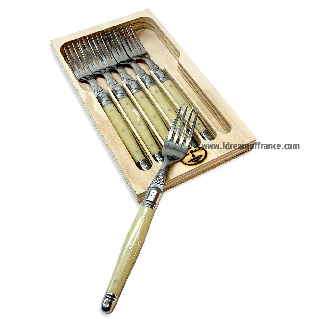 Laguiole Jean Dubost Dinner Forks set of 6 - Faux Horn Handles