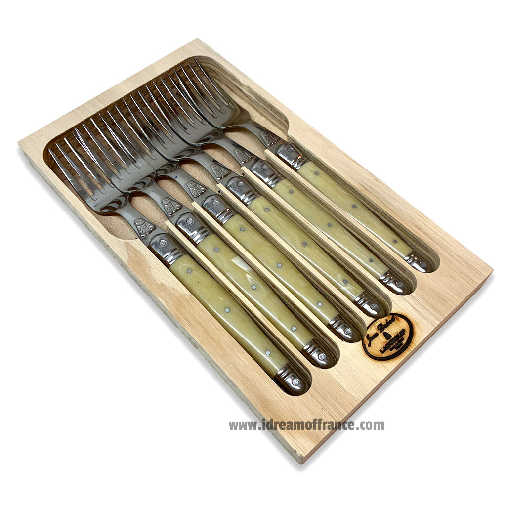 Laguiole Jean Dubost Dinner Forks set of 6 - Faux Horn Handles