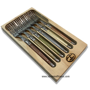 Laguiole Jean Dubost Dinner Forks set of 6 - Multicolor Handles