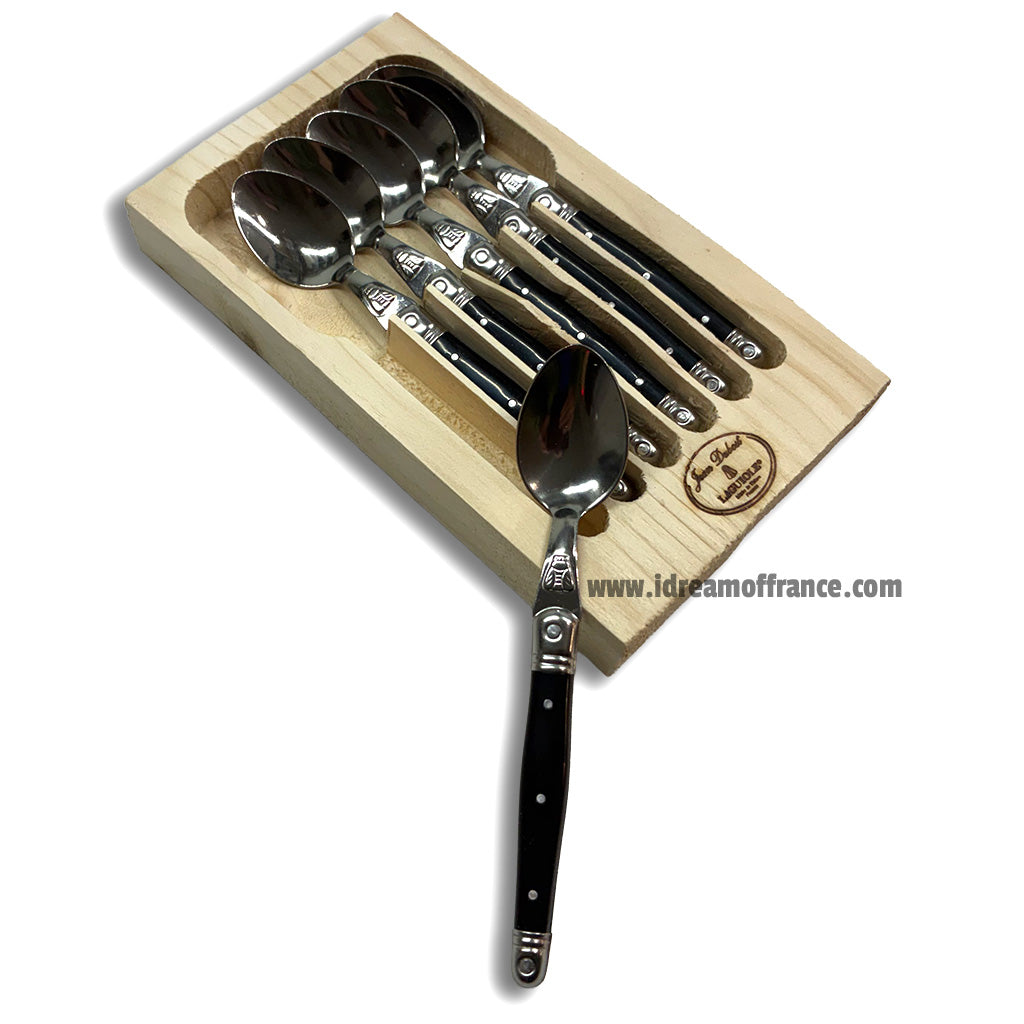 Laguiole Jean Dubost Teaspoons set of 6 - Black Handles