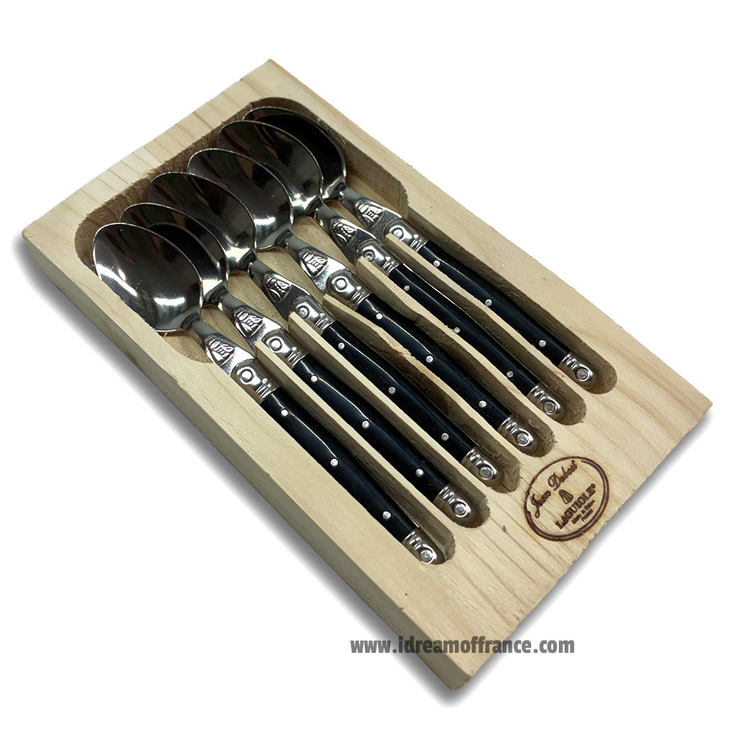 Laguiole Jean Dubost Teaspoons set of 6 - Black Handles