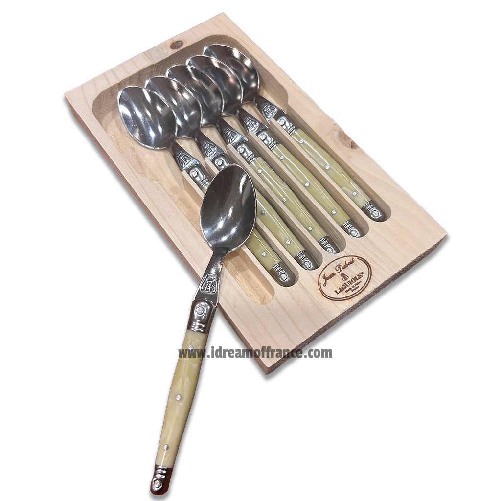Laguiole Jean Dubost Tea Spoons set of 6 - Faux Horn Handles