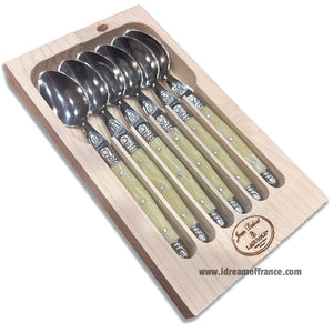 Laguiole Jean Dubost bundle of spoons, teaspoons and forks - Faux-horn handles