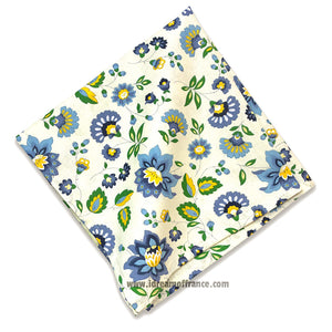 Fayence Blue & Cream French Cotton Allover Napkin by Le Cluny