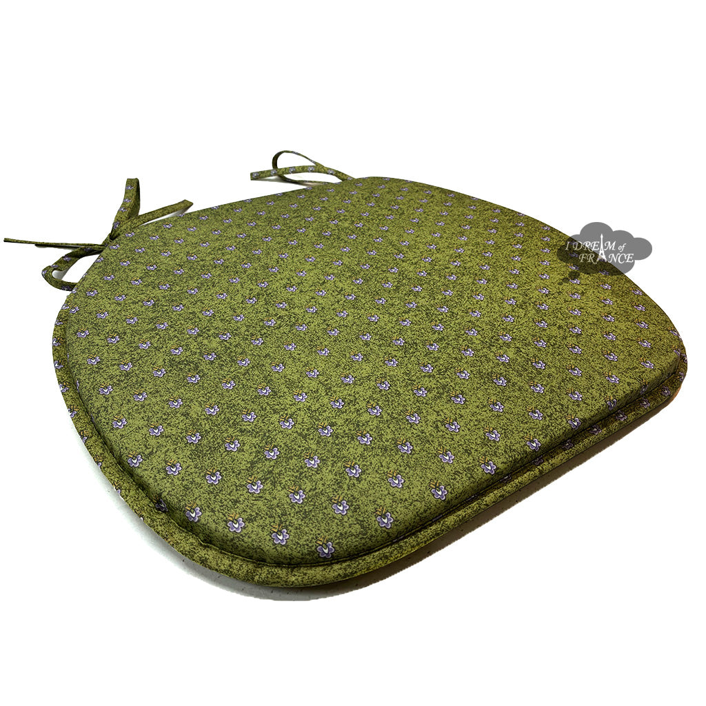 Lavender Green All-Over Acrylic-Coated Cotton French Style Chair Pad by Le Cluny - Set of 6