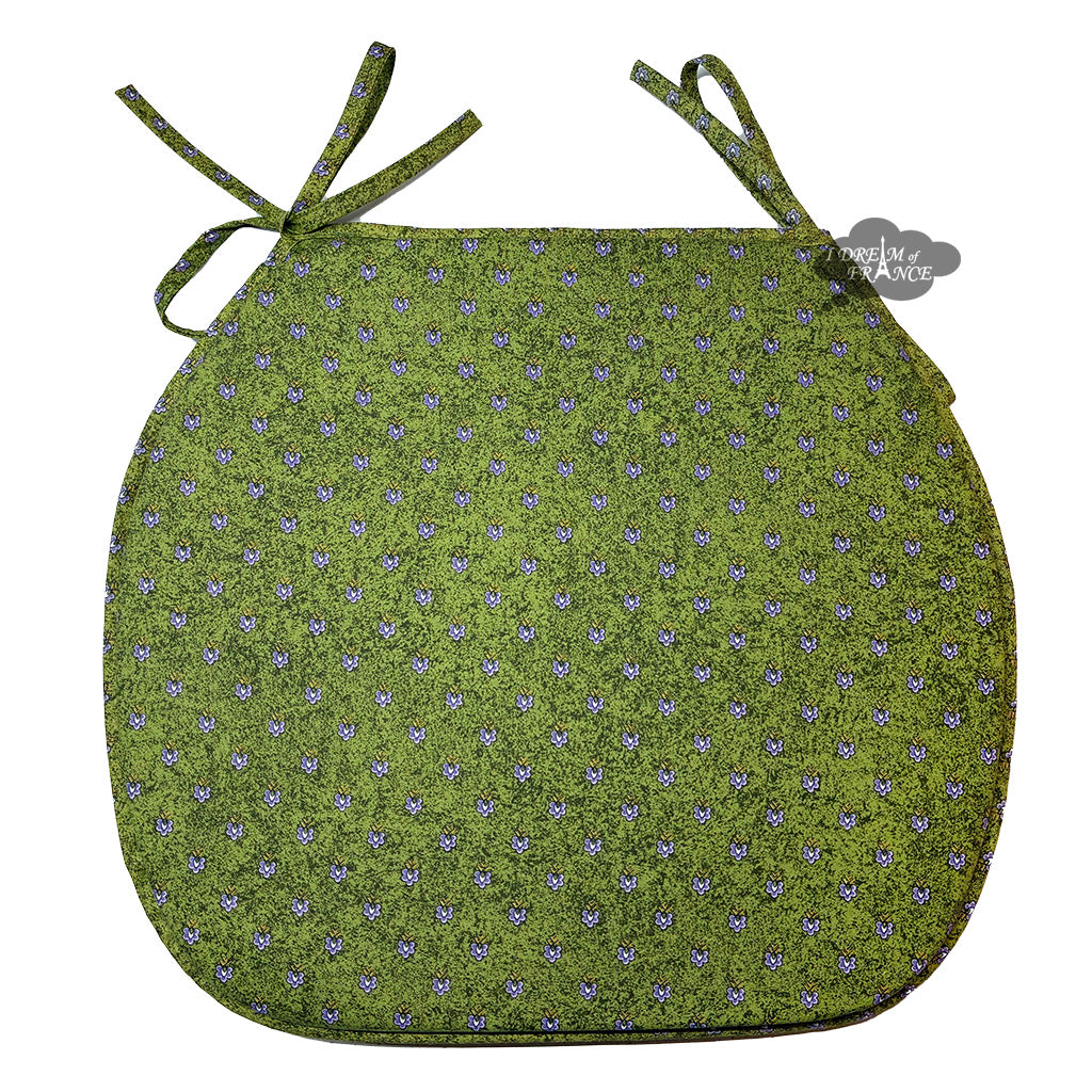 Lavender Green All-Over Acrylic-Coated Cotton French Style Chair Pad by Le Cluny - Set of 6