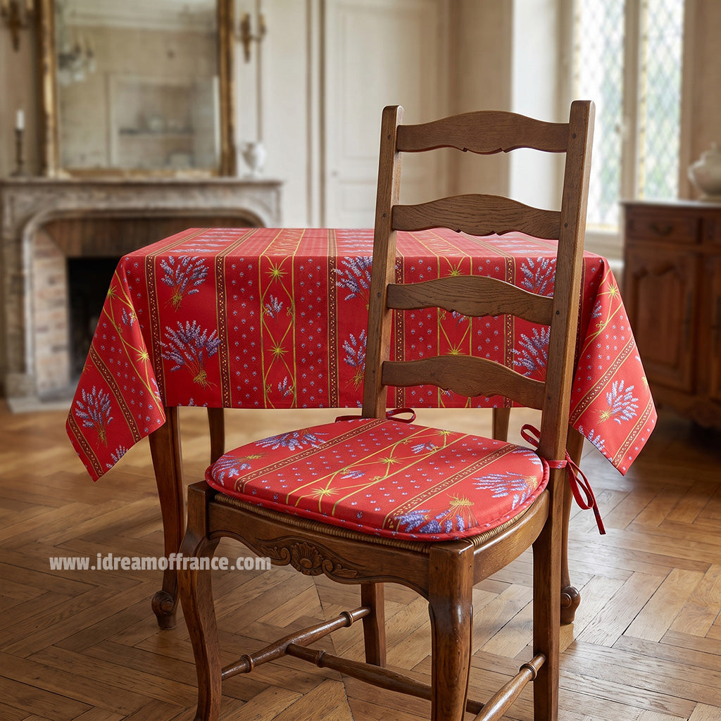 Lavender Red Coated French Style Chair Pad by Le Cluny