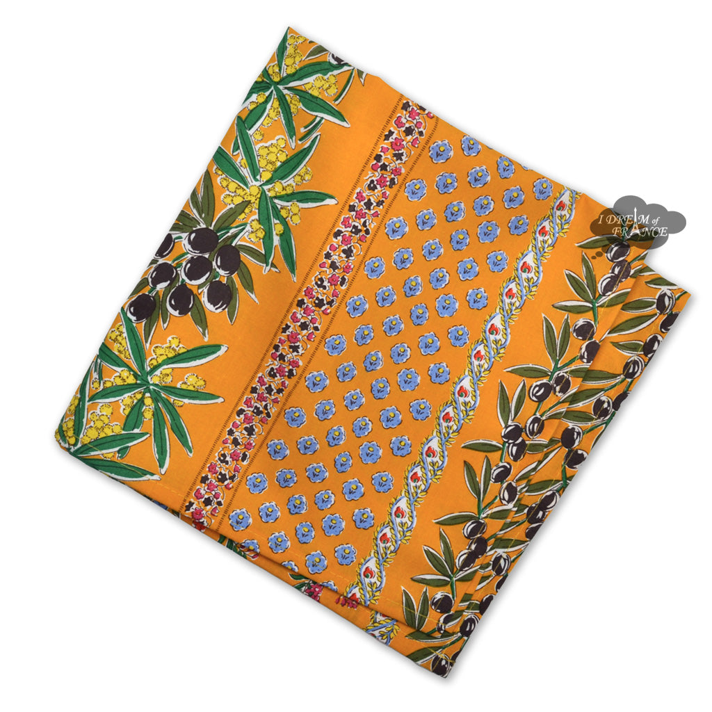 Olives Yellow Full-Pattern Provence Cotton Napkin by Le Cluny
