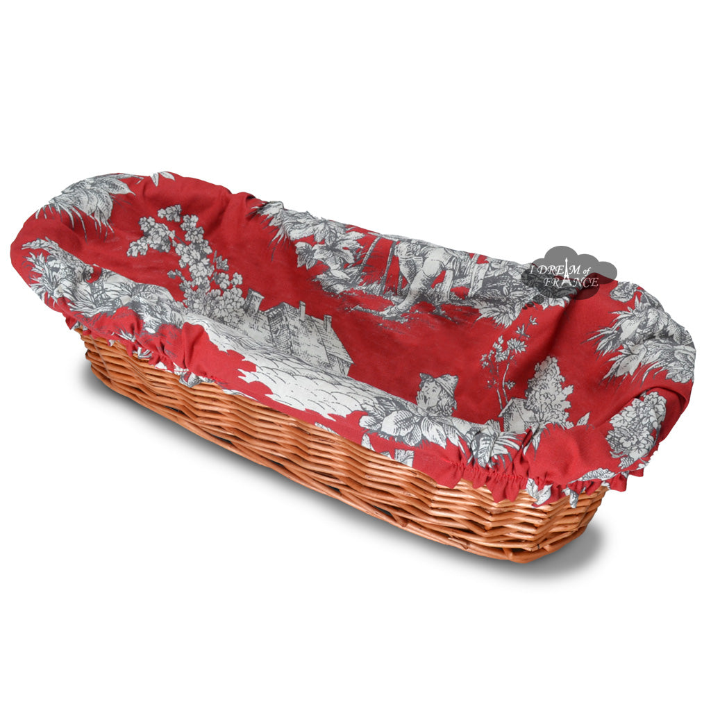 Villandry Red French Baguette Basket with Removable Liner by Le Cluny