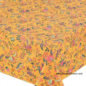 French Provencal tablecloth - Acrylic coated cotton, Spill-proof - 58" square - Versailles yellow | Le Cluny - Close-up
