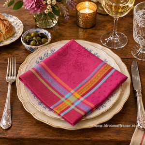 French Jacquard napkin - Cotton - Massilia fuchsia - Tissus Toselli - Lifestyle