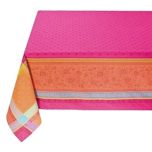62x98" Rectangular Massilia Fuchsia French Cotton Jacquard Tablecloth by Marat d'Avignon