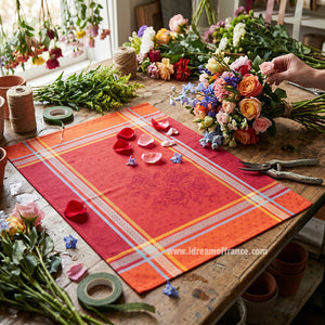 French kitchen towel - Jacquard cotton - Reversible - Massilia red | Marat d'Avignon - Lifestyle Picture